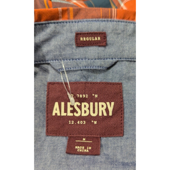 New Alesbury sz M Orange Plaid Print Shirt buttons long sleeve top 4914 - Picture 4 of 5